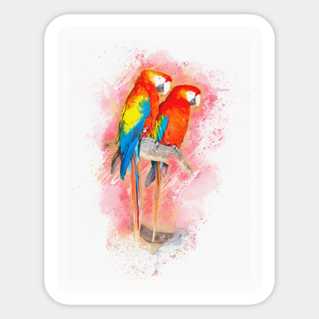 Parrot Bird Animal Wildlife Forest Jungle Nature Travel Digital Painting Sticker by Cubebox